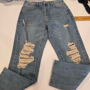 Wild Fable Mom Jeans Women’s Size 10 High Rise Distressed Light Wash
